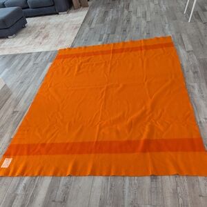 Vintage Hudson Bay Wool 3.5 Wool Trapper rare orange stripes blanket gold